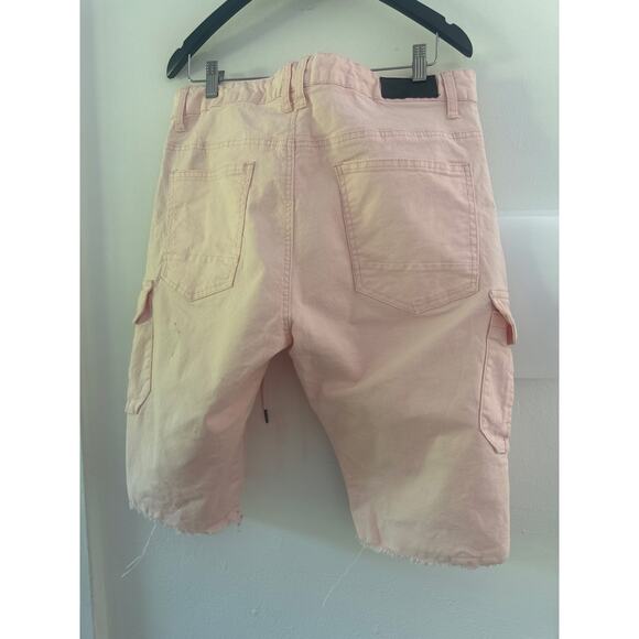 Smoke rise 12" SLIM disstressed rip and repaired twill shirts BRUSHED PINK Sz 38 - Picture 7 of 10